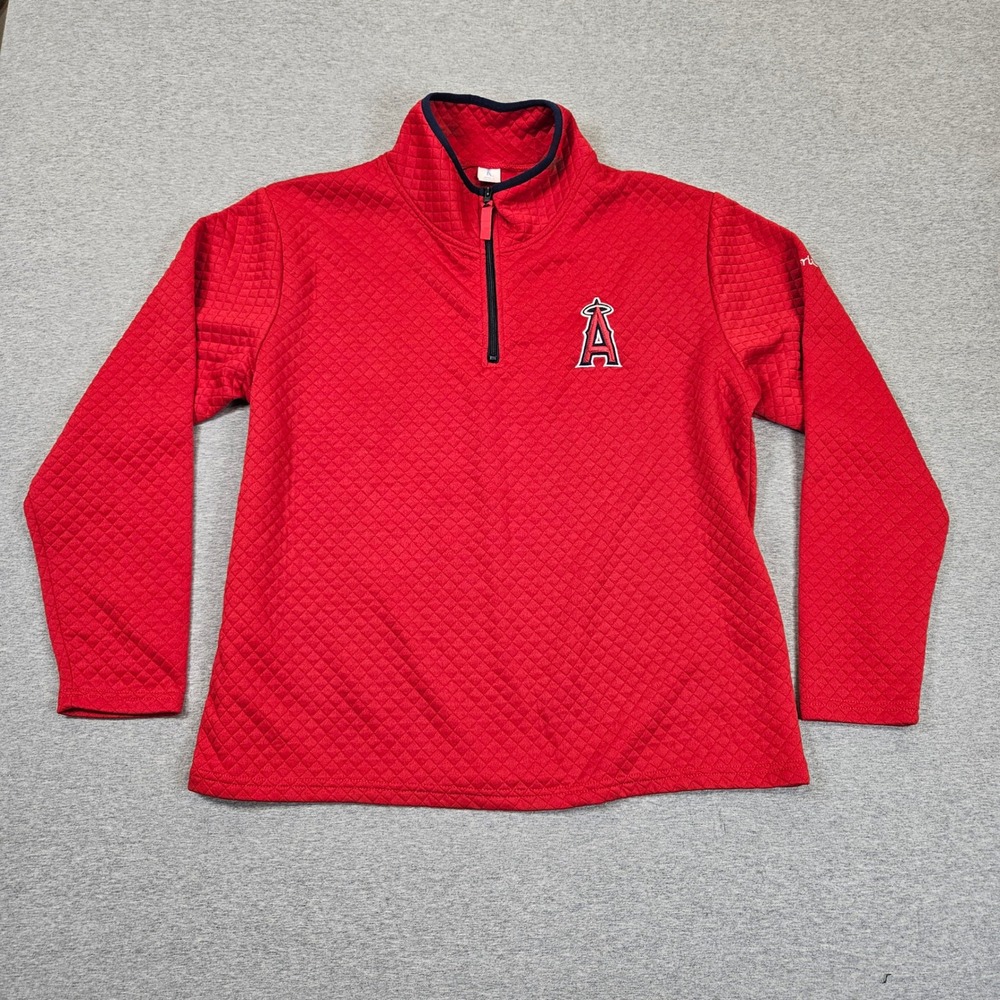 Los Angeles Angels MLB Red Quilted Quarter Zip Pullover Large MemorialCare